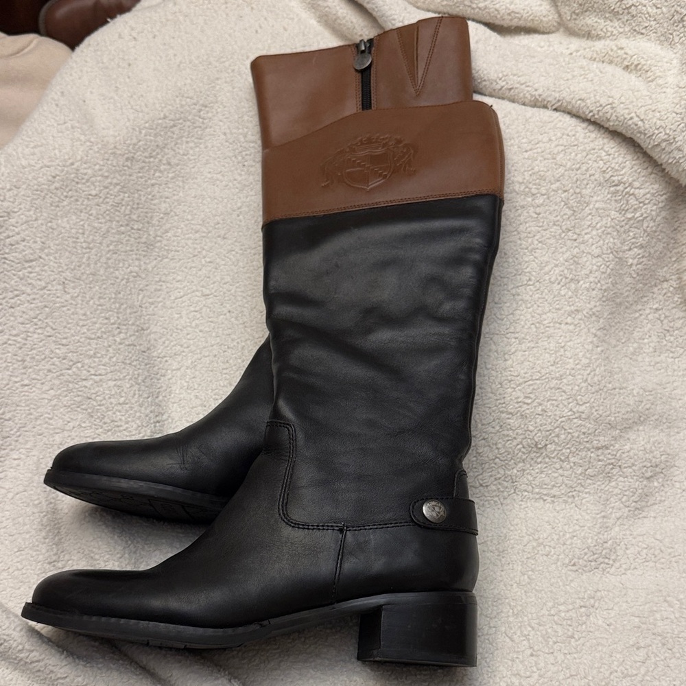 Franco Sarto Leather Boots - Black & Brown